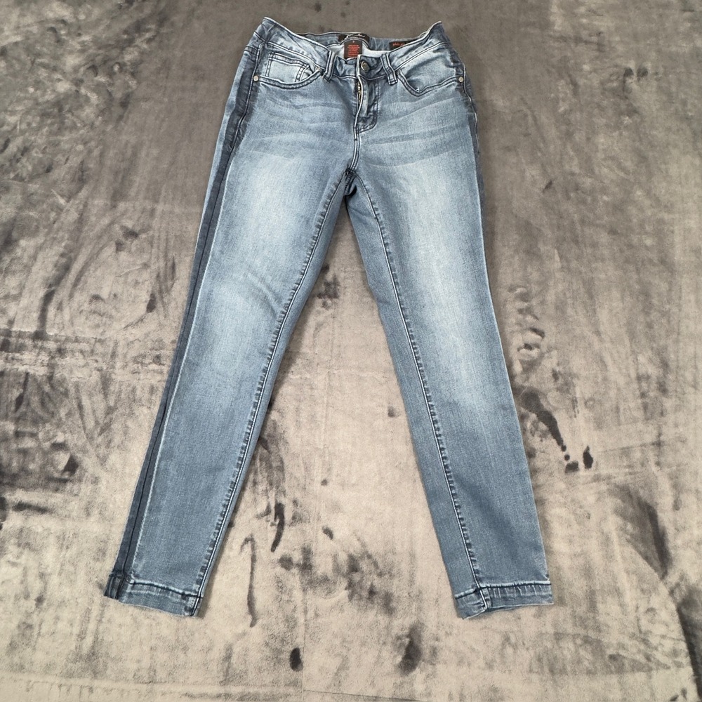 Earl Jean Skinny Ankle Jeans Womens Size 2 Blue Medium Wash Side Stripe Stretch